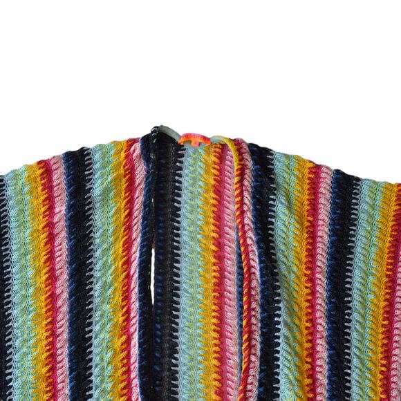 Vilagallo Colorful Striped Crochet Knit Swimsuit Coverup Cardigan Size Small - Picture 2 of 6